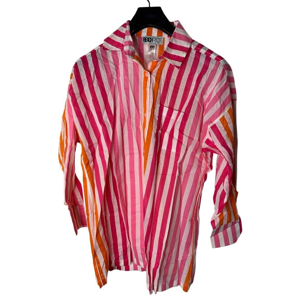 Beach Riot Alexa cover up swim 100% cotton sunset stripes women's size S M NEW - Picture 2 of 5